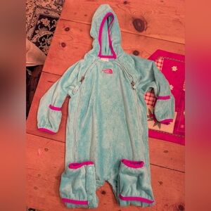The North Face Blue and Pink Baby Snowsuit